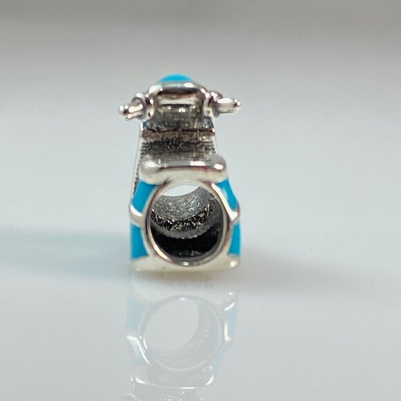 Sterling Silver Enamel Turquoise Blue Scooter Charm - Picture 7 of 9
